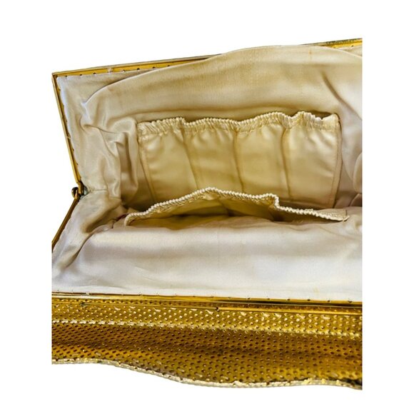 Vintage Wedding Ivory Beaded Evening Bag With Gold Clasp & Chain Strap‎ 9" x 7" - Picture 3 of 6